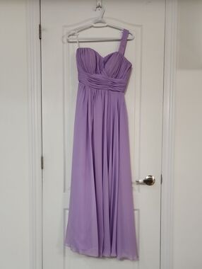 Lavender One-Shoulder Chiffon Evening Dress